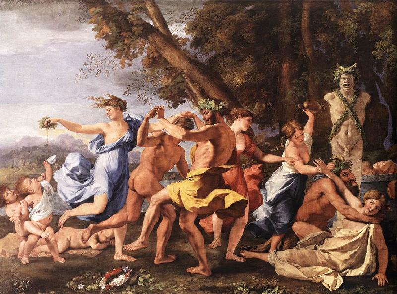 POUSSIN, Nicolas Bacchanal before a Statue of Pan zg oil painting picture
